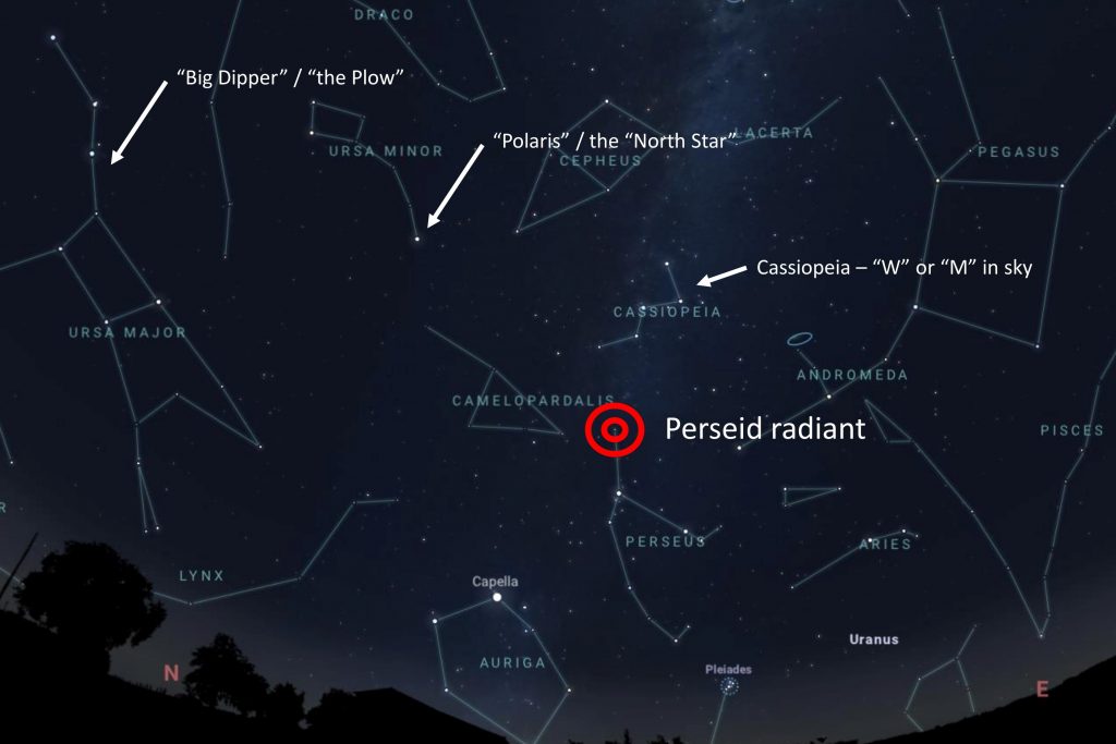 Location of the Perseids, found close to Cassiopeia